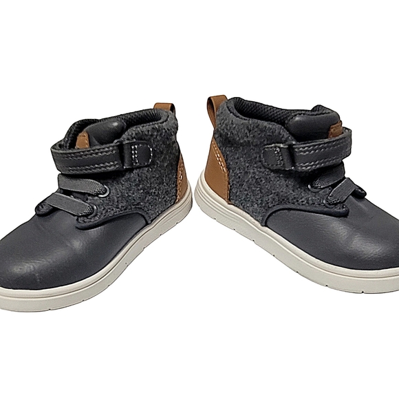 Cat & Jack Toddler Boy Gray High Top Sneakers w Hook & Loop sz 6c - Picture 5 of 11